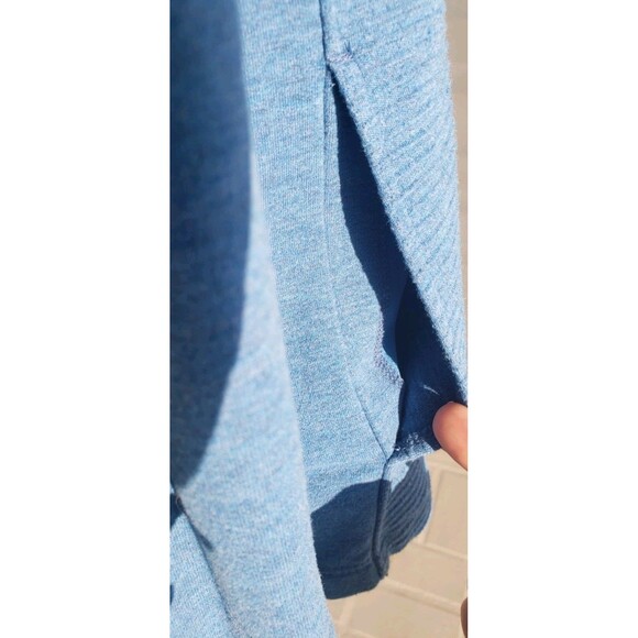 L.L. Bean Women's S Cozy Mixed-Knit Pullover Sweatshirt Blue Kang Pkt Thumb Cuff - Picture 7 of 13